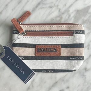 Nautica Beige and Black Striped Pouch